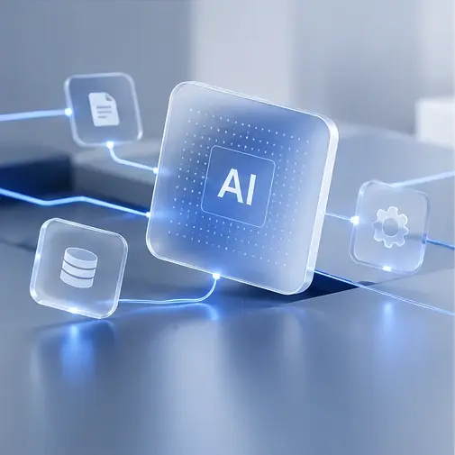 AI automation hub connecting documents, a database and business tools